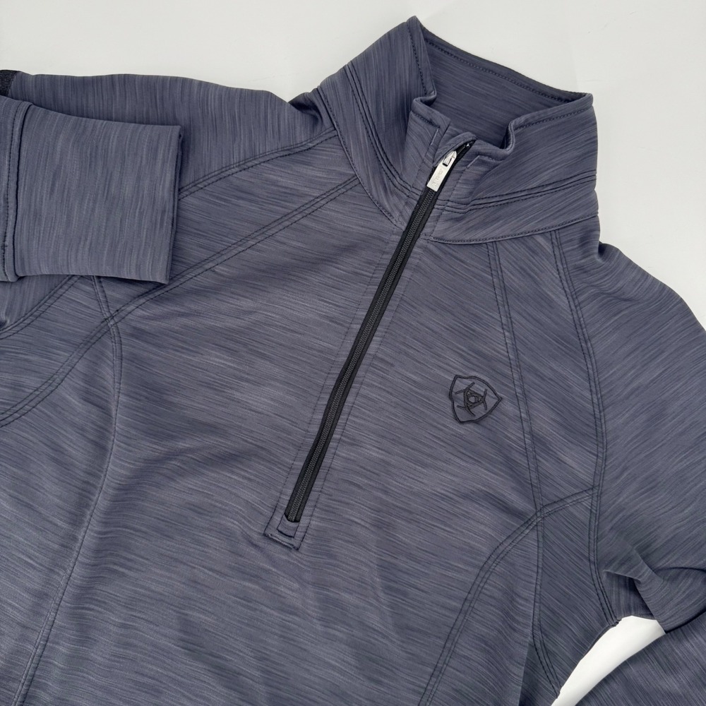 Ariat Women XS Ariattek Quarter Zip Fleece Pullover Space Dye Grey Athletic Top